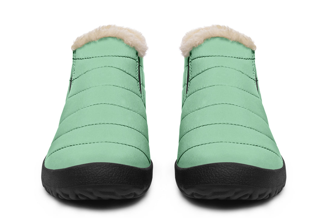 Mint Green Winter Sneakers - Warm & Easy Slip-On Shoes Lined with Vegan Wool with Anti-Slip Soles