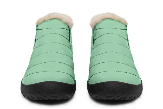 Mint Green Winter Sneakers - Warm & Easy Slip-On Shoes Lined with Vegan Wool with Anti-Slip Soles