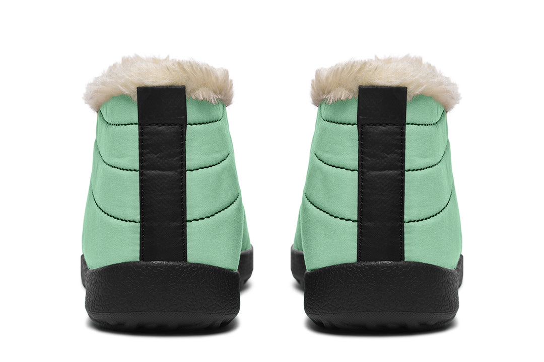 Mint Green Winter Sneakers - Warm & Easy Slip-On Shoes Lined with Vegan Wool with Anti-Slip Soles