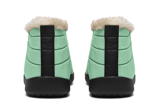 Mint Green Winter Sneakers - Warm & Easy Slip-On Shoes Lined with Vegan Wool with Anti-Slip Soles