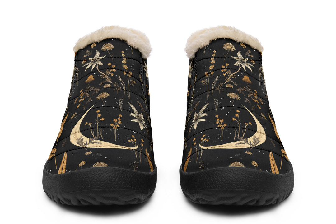 Moonlit Botanica Winter Sneakers - Warm & Easy Slip-On Shoes Lined with Vegan Wool with Anti-Slip Soles