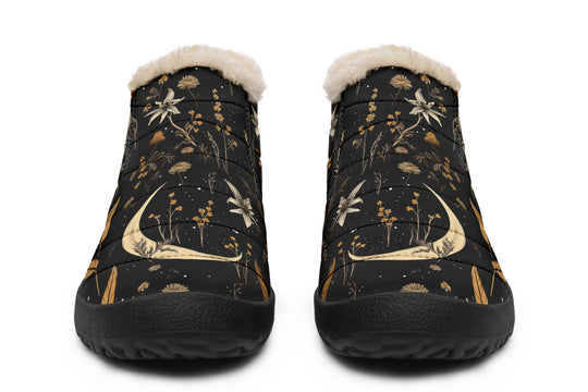 Moonlit Botanica Winter Sneakers - Warm & Easy Slip-On Shoes Lined with Vegan Wool with Anti-Slip Soles