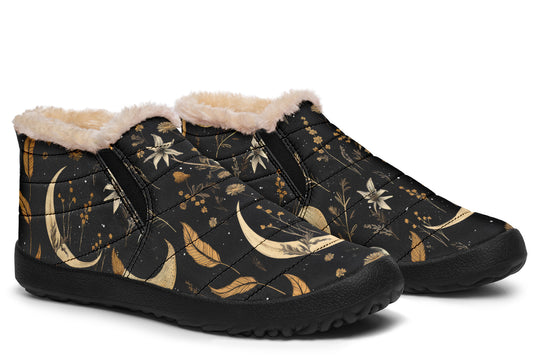 Moonlit Botanica Winter Sneakers - Warm & Easy Slip-On Shoes Lined with Vegan Wool with Anti-Slip Soles