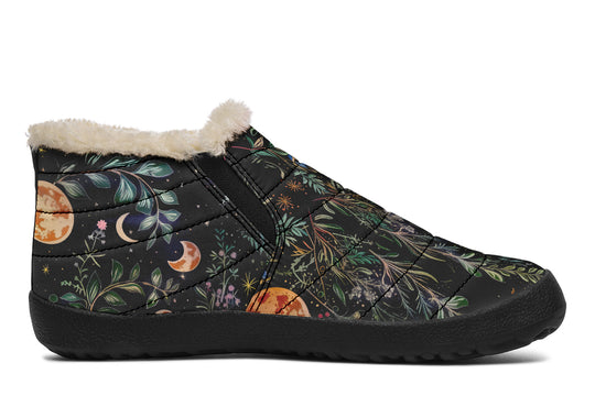 Night Blossom Winter Sneakers - Warm & Easy Slip-On Shoes Lined with Vegan Wool with Anti-Slip Soles