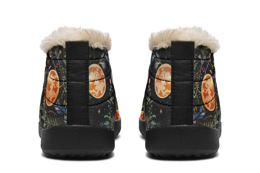 Night Blossom Winter Sneakers - Warm & Easy Slip-On Shoes Lined with Vegan Wool with Anti-Slip Soles