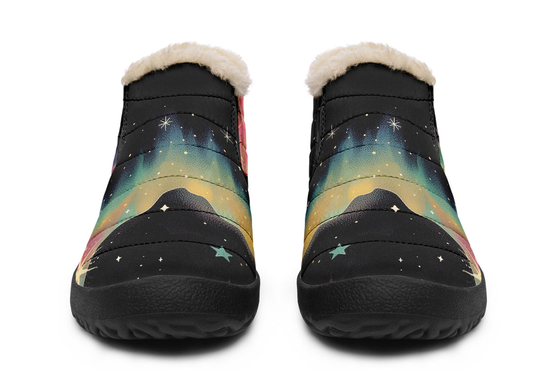 Northern Lights Winter Sneakers - Warm & Easy Slip-On Shoes Lined with Vegan Wool with Anti-Slip Soles