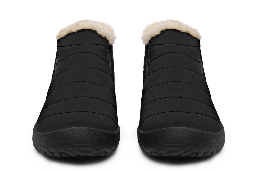 Pitch Black Winter Sneakers - Warm & Easy Slip-On Shoes Lined with Vegan Wool with Anti-Slip Soles