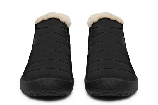 Pitch Black Winter Sneakers - Warm & Easy Slip-On Shoes Lined with Vegan Wool with Anti-Slip Soles