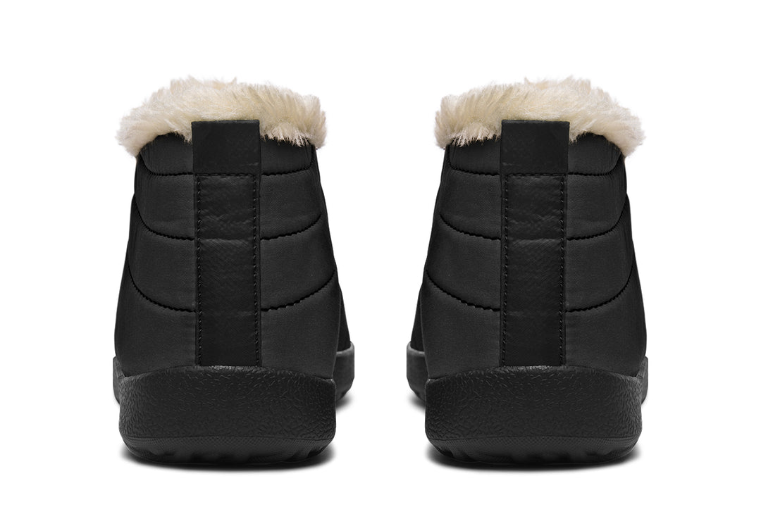 Pitch Black Winter Sneakers - Warm & Easy Slip-On Shoes Lined with Vegan Wool with Anti-Slip Soles