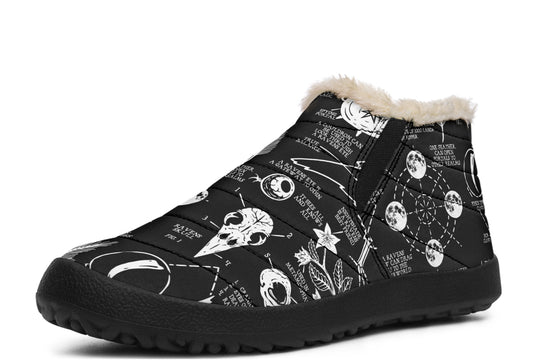 Raven Study Winter Sneakers - Warm & Easy Slip-On Shoes Lined with Vegan Wool with Anti-Slip Soles