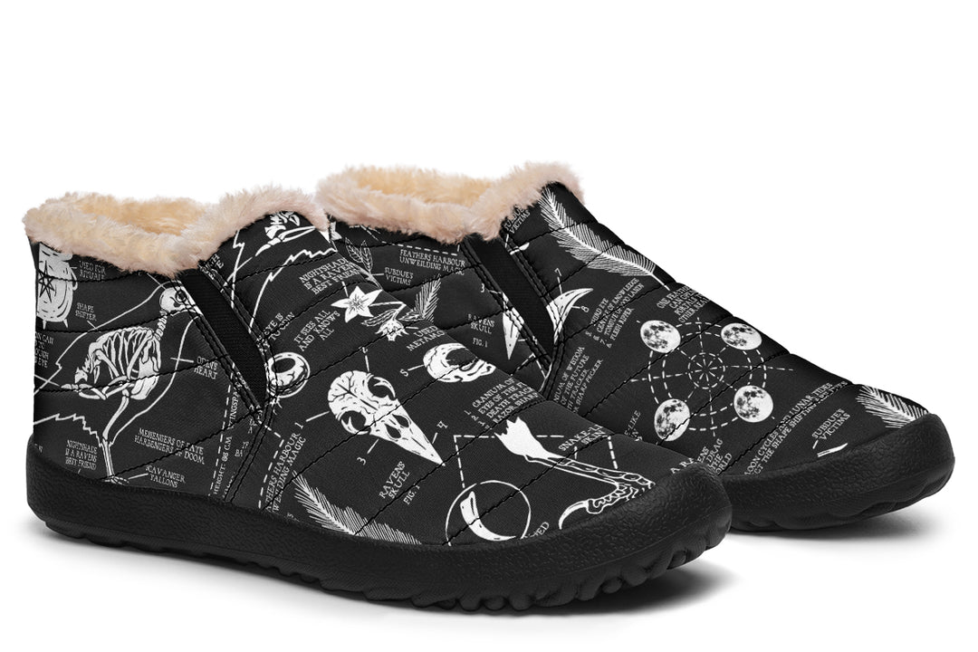 Raven Study Winter Sneakers - Warm & Easy Slip-On Shoes Lined with Vegan Wool with Anti-Slip Soles