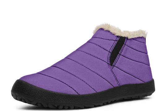 Retro Violet Winter Sneakers - Warm & Easy Slip-On Shoes Lined with Vegan Wool with Anti-Slip Soles