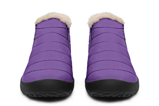 Retro Violet Winter Sneakers - Warm & Easy Slip-On Shoes Lined with Vegan Wool with Anti-Slip Soles