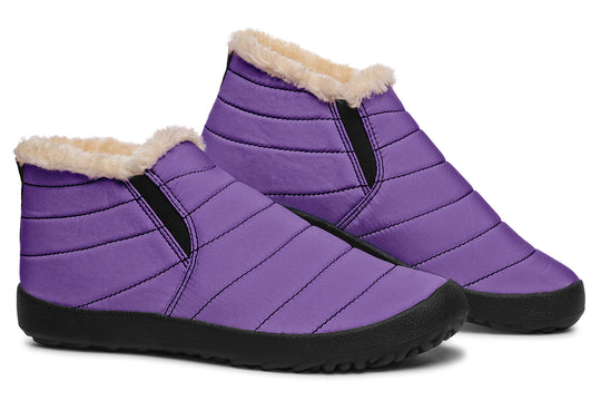 Retro Violet Winter Sneakers - Warm & Easy Slip-On Shoes Lined with Vegan Wool with Anti-Slip Soles