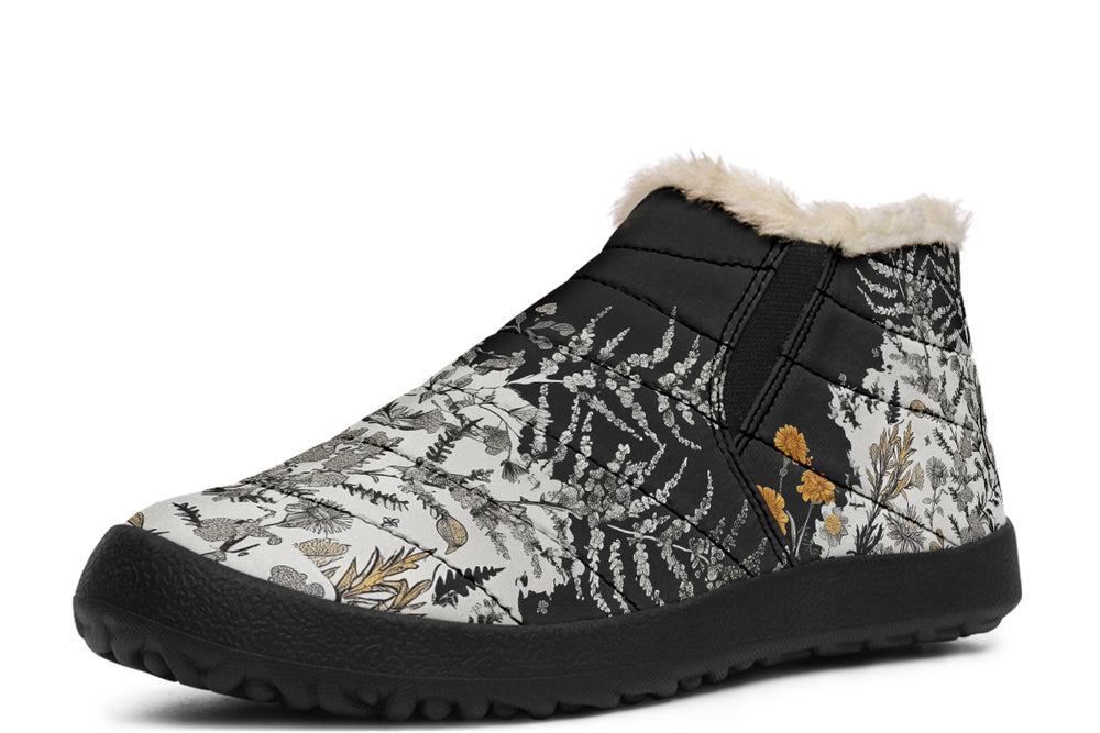 Shadow Ferns Winter Sneakers - Warm & Easy Slip-On Shoes Lined with Vegan Wool with Anti-Slip Soles