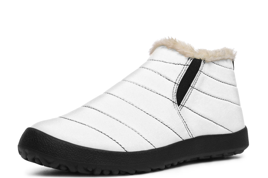 Snow White Winter Sneakers - Warm & Easy Slip-On Shoes Lined with Vegan Wool with Anti-Slip Soles