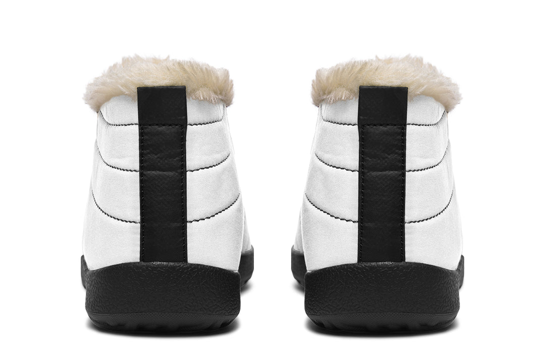 Snow White Winter Sneakers - Warm & Easy Slip-On Shoes Lined with Vegan Wool with Anti-Slip Soles