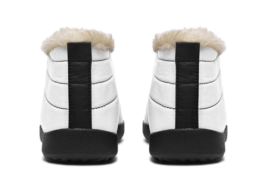 Snow White Winter Sneakers - Warm & Easy Slip-On Shoes Lined with Vegan Wool with Anti-Slip Soles