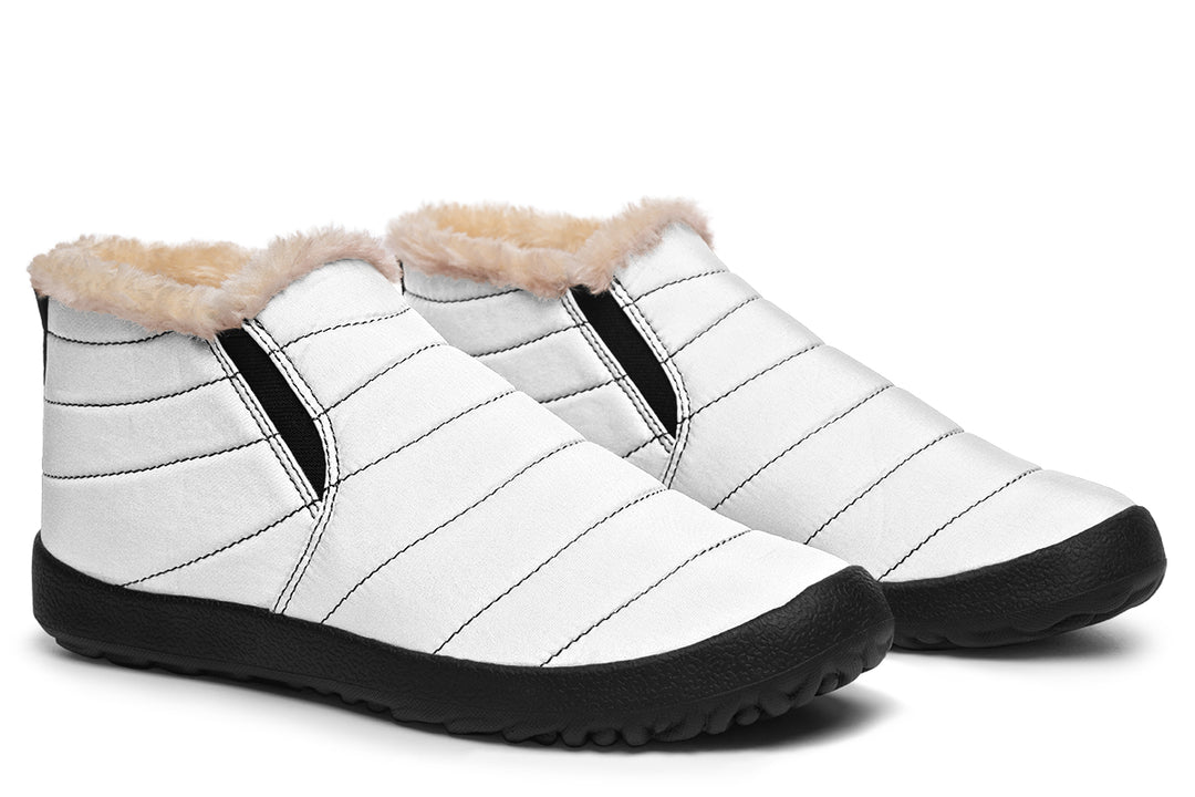 Snow White Winter Sneakers - Warm & Easy Slip-On Shoes Lined with Vegan Wool with Anti-Slip Soles