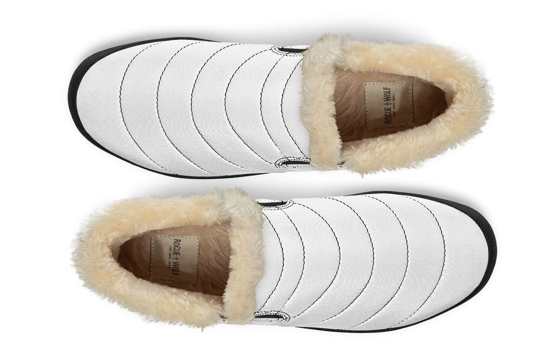 Snow White Winter Sneakers - Warm & Easy Slip-On Shoes Lined with Vegan Wool with Anti-Slip Soles