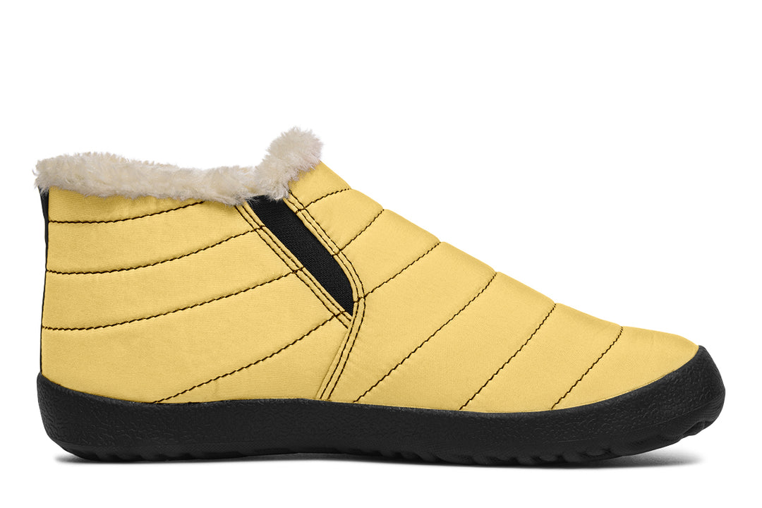 Soft Gold Winter Sneakers - Warm & Easy Slip-On Shoes Lined with Vegan Wool with Anti-Slip Soles