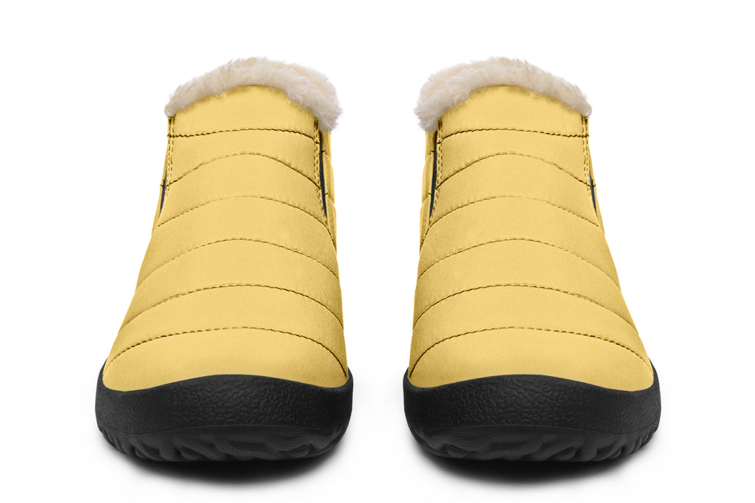 Soft Gold Winter Sneakers - Warm & Easy Slip-On Shoes Lined with Vegan Wool with Anti-Slip Soles