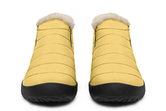 Soft Gold Winter Sneakers - Warm & Easy Slip-On Shoes Lined with Vegan Wool with Anti-Slip Soles