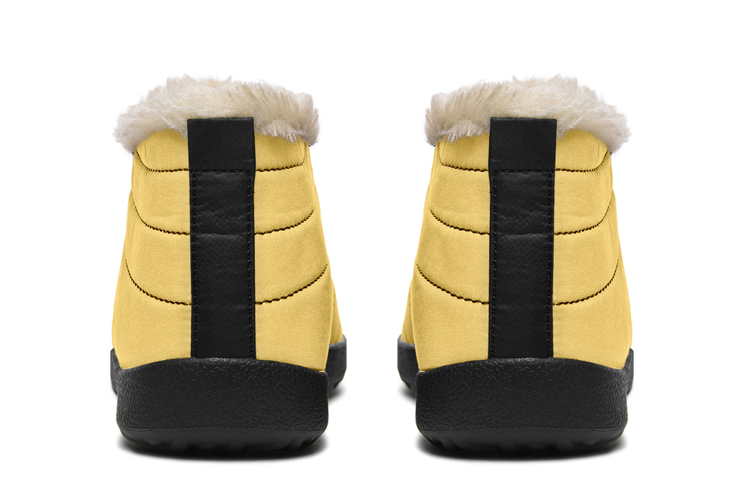 Soft Gold Winter Sneakers - Warm & Easy Slip-On Shoes Lined with Vegan Wool with Anti-Slip Soles