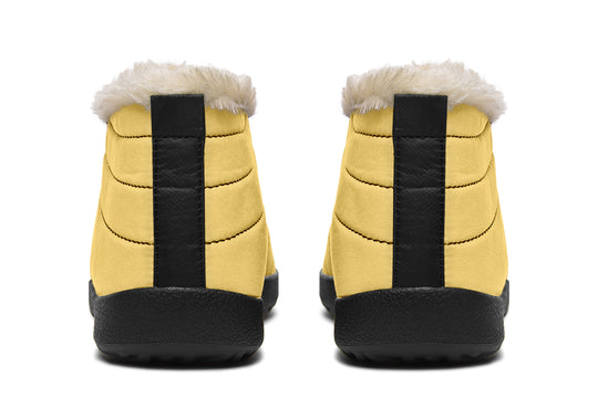 Soft Gold Winter Sneakers - Warm & Easy Slip-On Shoes Lined with Vegan Wool with Anti-Slip Soles