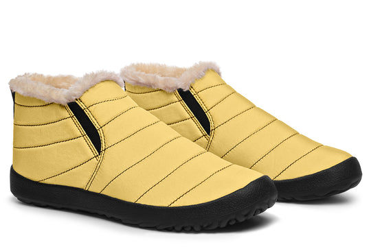 Soft Gold Winter Sneakers - Warm & Easy Slip-On Shoes Lined with Vegan Wool with Anti-Slip Soles