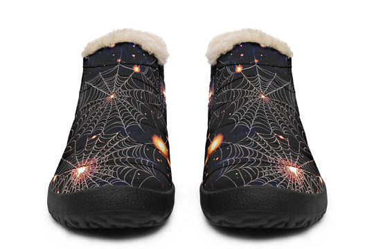 Spiderweb Winter Sneakers - Warm & Easy Slip-On Shoes Lined with Vegan Wool with Anti-Slip Soles