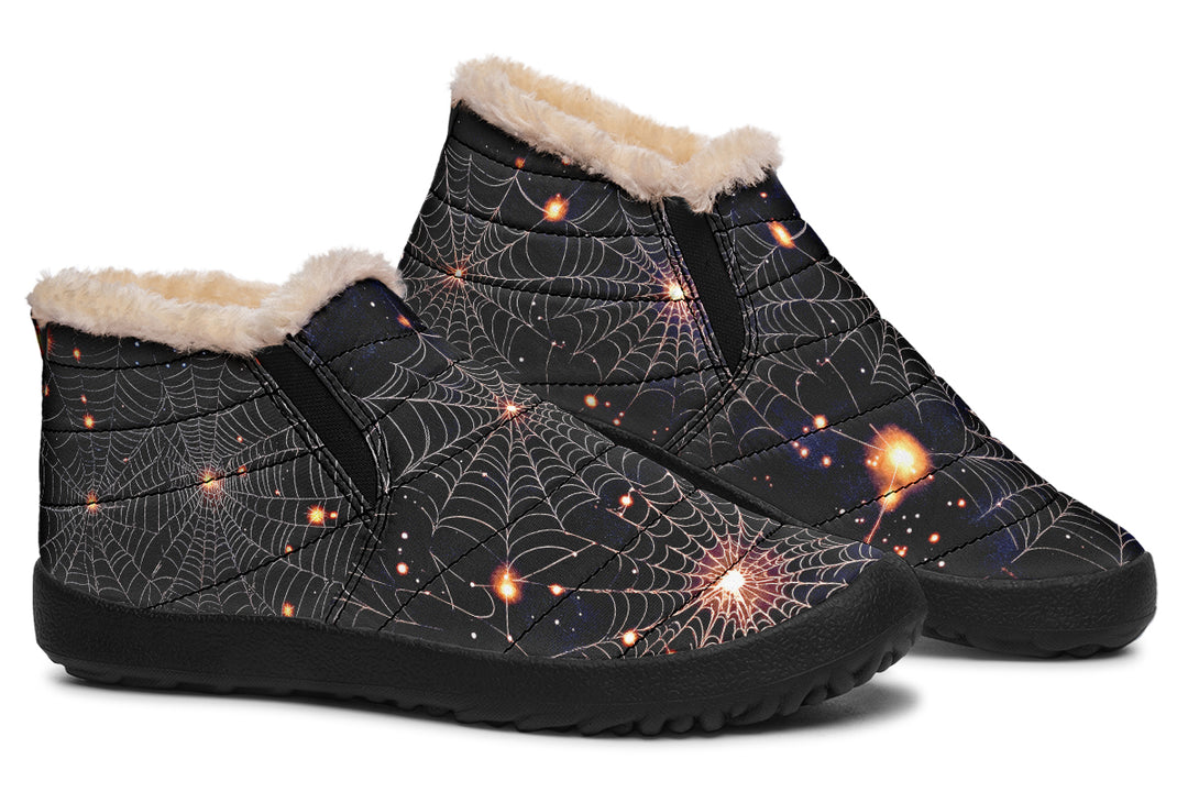 Spiderweb Winter Sneakers - Warm & Easy Slip-On Shoes Lined with Vegan Wool with Anti-Slip Soles