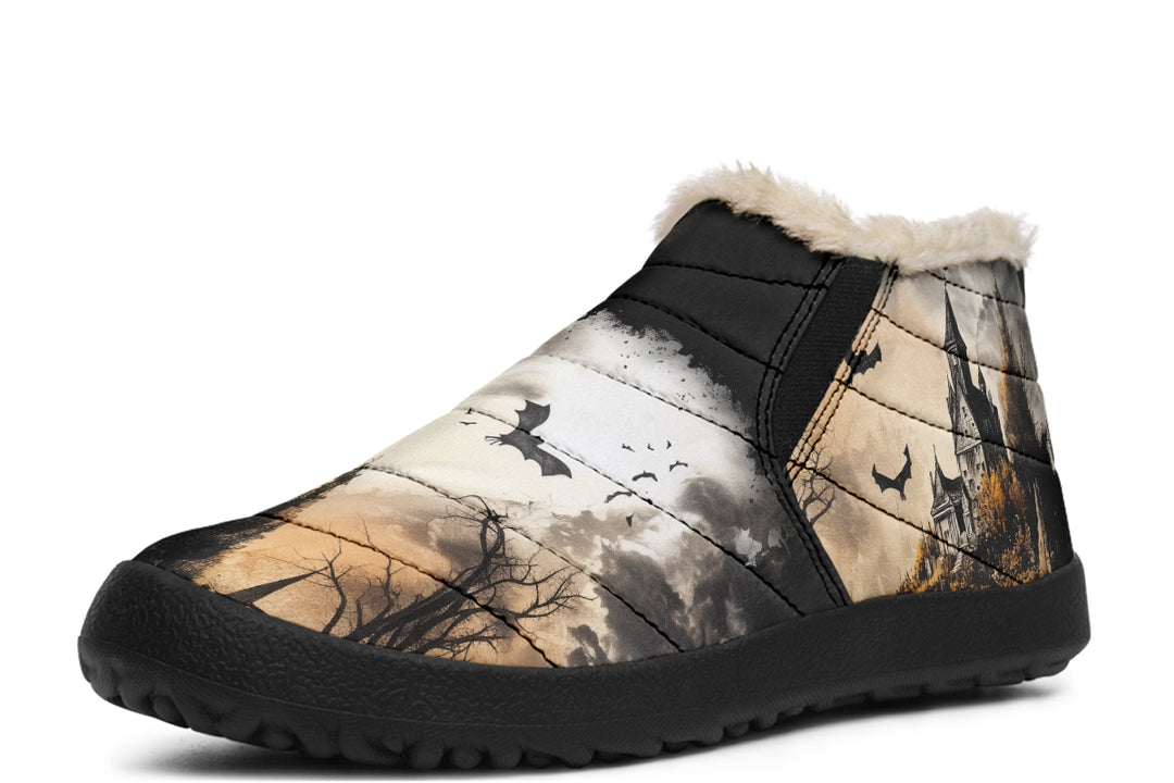 Vampire Mansion Winter Sneakers - Warm & Easy Slip-On Shoes Lined with Vegan Wool with Anti-Slip Soles