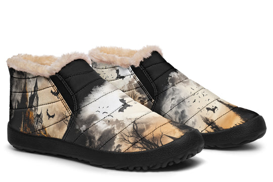 Vampire Mansion Winter Sneakers - Warm & Easy Slip-On Shoes Lined with Vegan Wool with Anti-Slip Soles