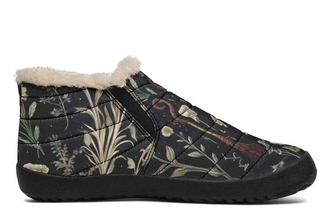 Witches' Broomsticks Winter Sneakers - Warm & Easy Slip-On Shoes Lined with Vegan Wool with Anti-Slip Soles