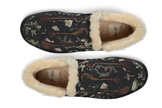 Witches' Broomsticks Winter Sneakers - Warm & Easy Slip-On Shoes Lined with Vegan Wool with Anti-Slip Soles