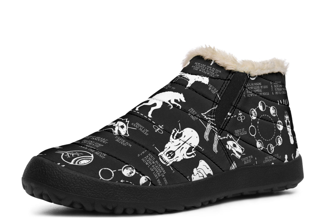 Wolf Study Winter Sneakers - Warm & Easy Slip-On Shoes Lined with Vegan Wool with Anti-Slip Soles