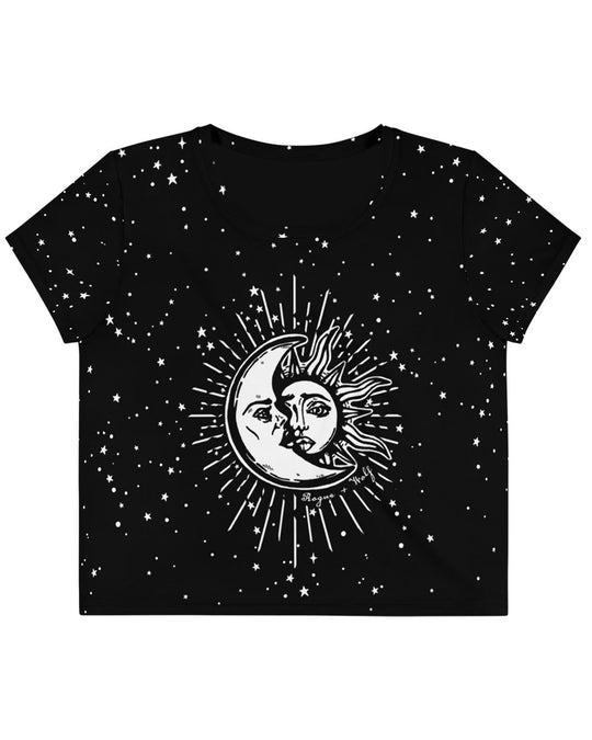 Astral Crop Top - Cute Black Witchy Alt Style Gothic Grunge Aesthetic Dark Academia Pagan Halloween Gothic Style
