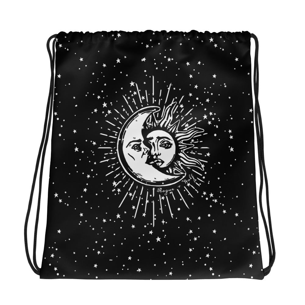 Astral Drawstring Bag  - Vegan Backpack Bag for Travel, Yoga, Goth Accessories, Gym Essentials - Unisex Activewear