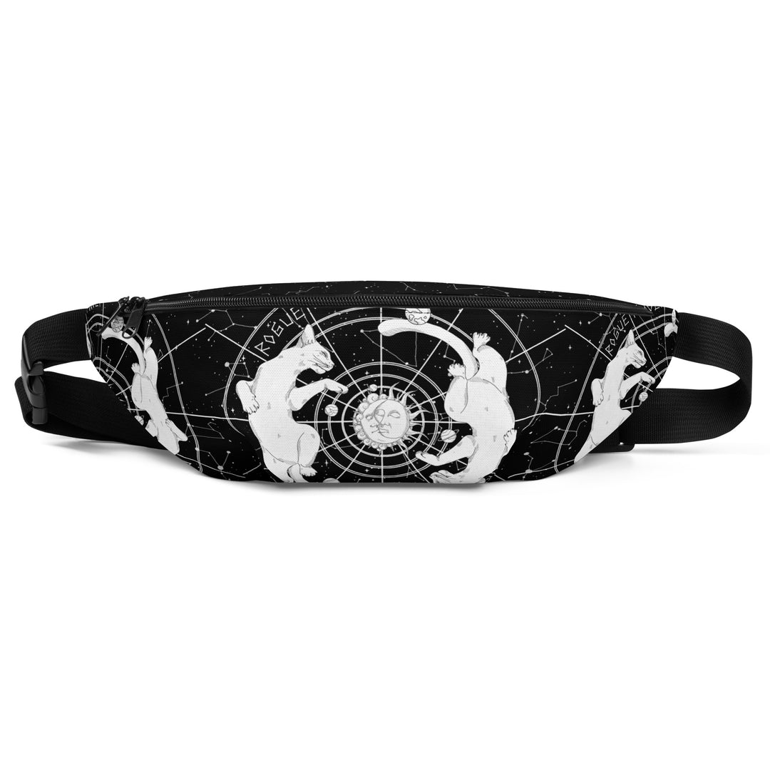 Purr Nebula Fanny Pack - Water-Resistant Waist Bag, Gym Essentials Witchy Grunge Goth Accessories, Vegan Yoga Gift