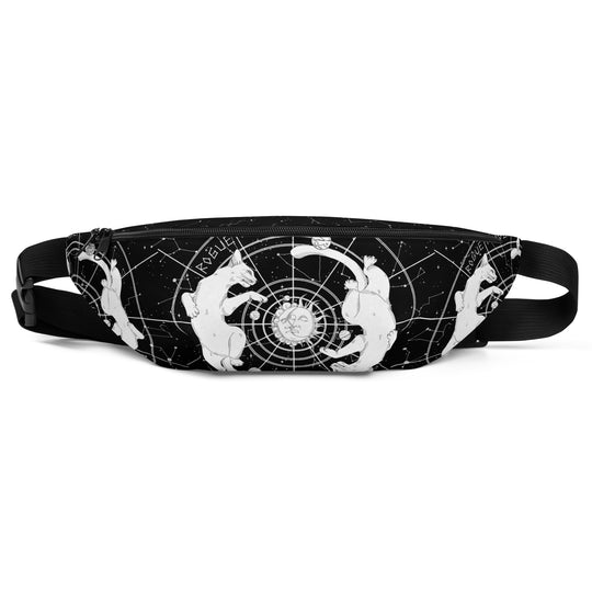 Purr Nebula Fanny Pack - Water-Resistant Waist Bag, Gym Essentials Witchy Grunge Goth Accessories, Vegan Yoga Gift