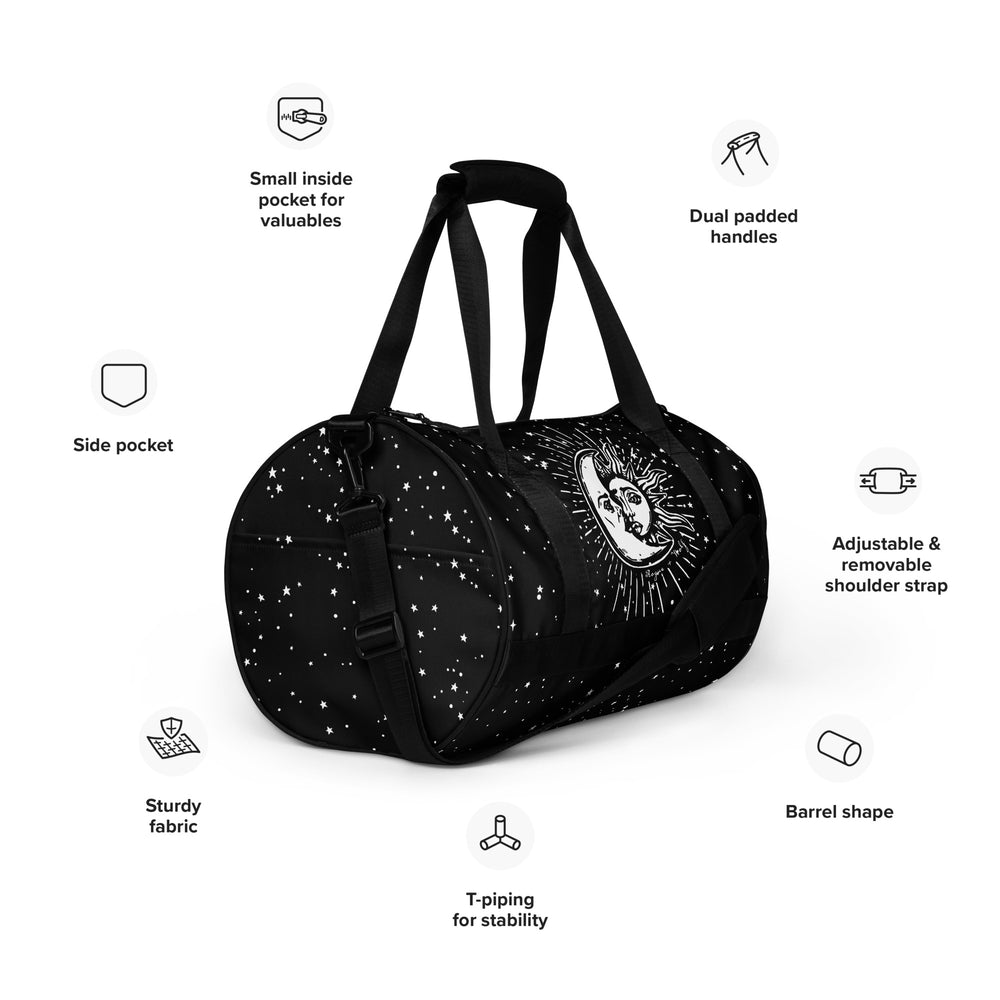 Astral Gym Bag - - Water Resistant Durable Large Workout Bag for Travel, Yoga Fitness, Vegan Goth Activewear, Alt Style Sportwear