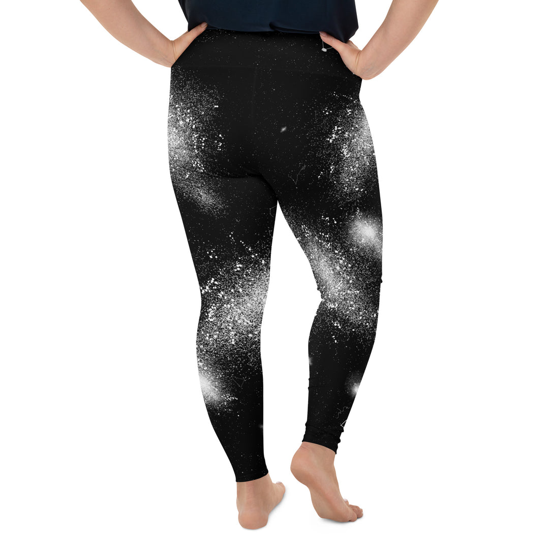 Plus size leggings Womens, silver clamshell with black color