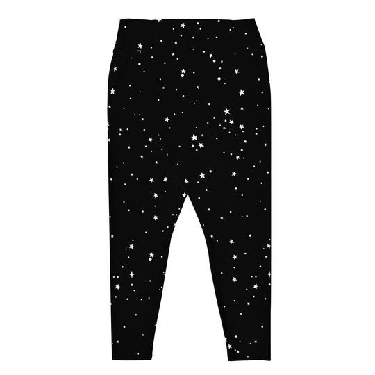 Starry Night Plus Size Leggings - UPF 50+ Protection Witchy Occult Pagan Style Activewear - Goth Yoga Vegan Leisurewear