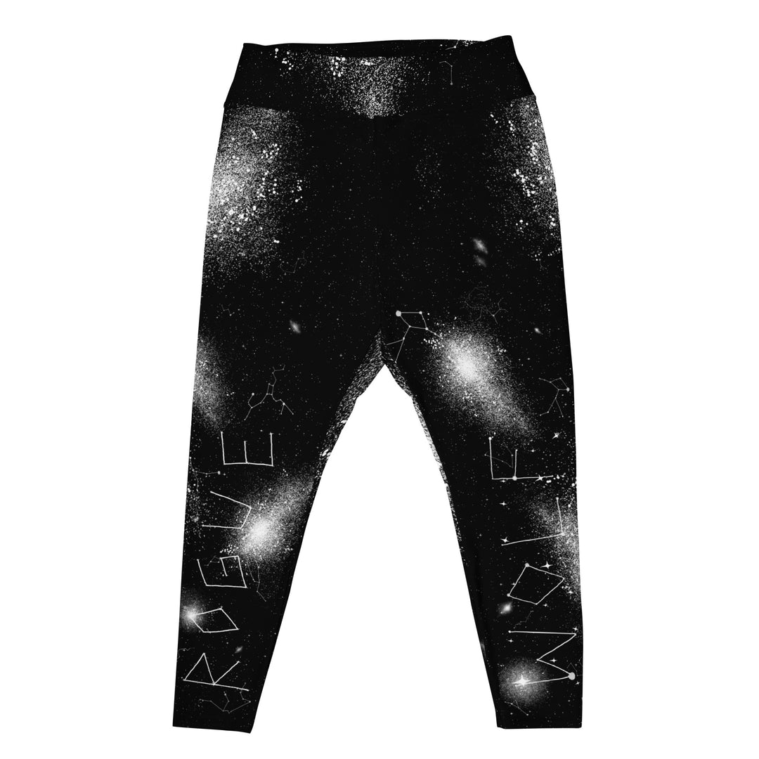 Constellation Plus Size Leggings - UPF 50+ Protection Witchy Occult Style Vegan Activewear - Goth Yoga Leisurewear