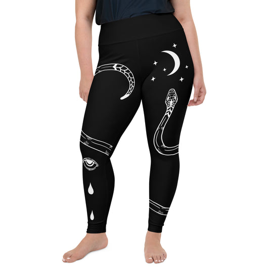 Serpent Summoner Plus Size Leggings - Vegan UPF 50+ Protection Activewear - Goth Yoga Leisurewear - Witchy Occult Pagan Style