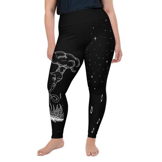 Godbane Plus Size Leggings - UPF 50+ Protection Witchy Occult Gothic Style Activewear - Vegan Yoga Leisurewear