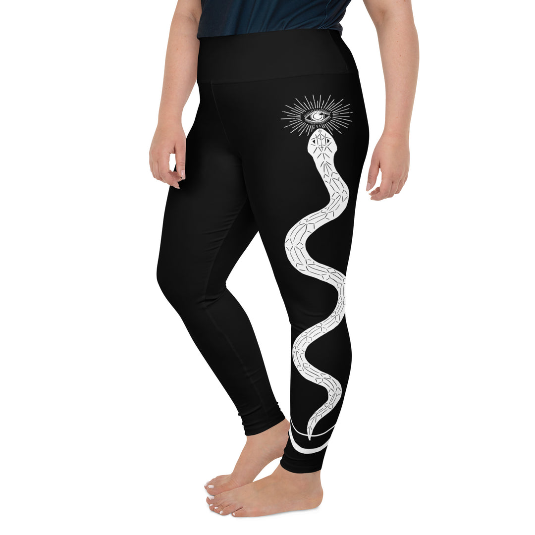 Snake Charmer Plus Size Leggings - Vegan Gothic Activewear Witchy Occult Leisurewear - Pagan Yoga Leggings with UPF 50+ Protection