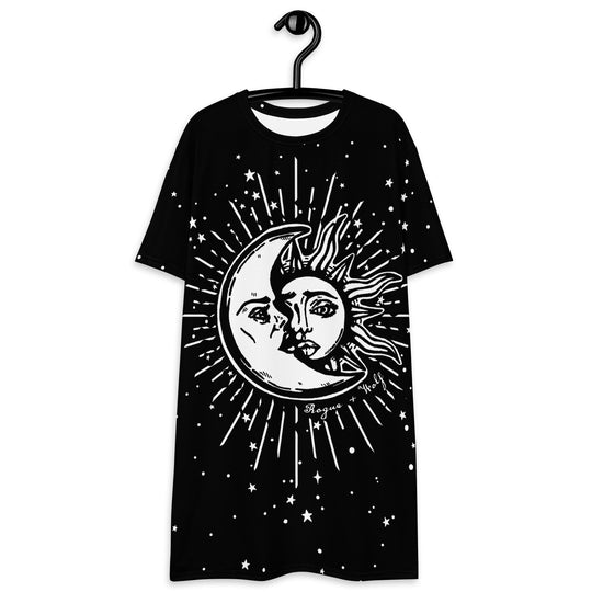 Astral Tee Dress - Vegan Gothic Clothing - Alternative Occult Ethical Fashion - On Demand Eco-friendly Sustainable Product