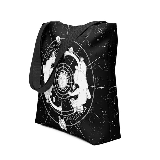 Purr Nebula Tote Bag - Alt Goth Grunge Witchy Style for Gym & Shopping Cool Gothic Vegan Gifts